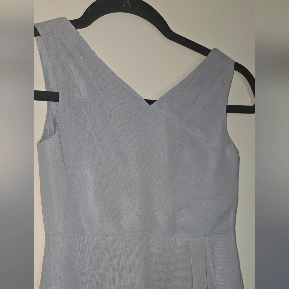 Azazie V-Neck Dress in Light Blue (2b) - Picture 5 of 9